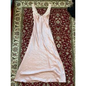 Vintage Jonquil by Diane Samandi Pink Satin & Lace Nightgown Slip Dress